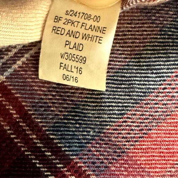 Women Gap + Pendleton Red White Plaid Boyfriend Casual Western Button Up Shirt S - Picture 8 of 10